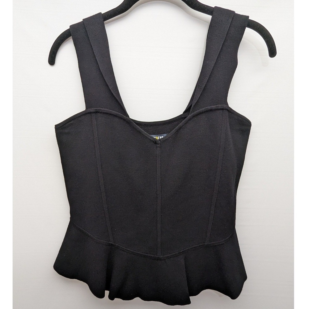 Maeve Peplum Top Medium Black Corset Knit Sweetheart Neckline Date Sophisticated